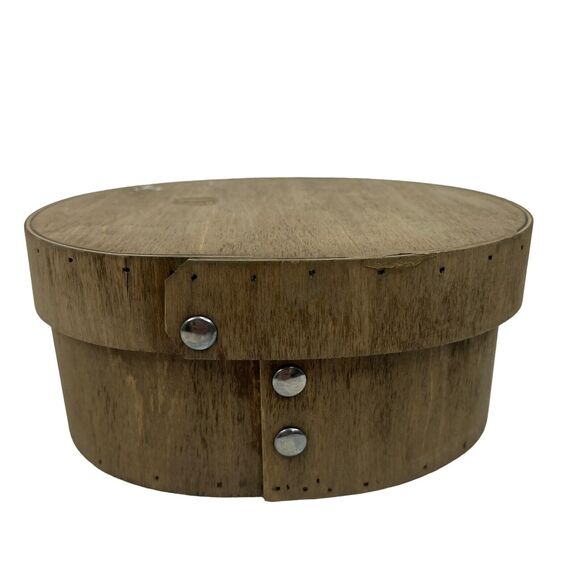 Primitive Old Time Wooden Ware Oval Shaker Style Box Decor Trinket Storage - Picture 1 of 13